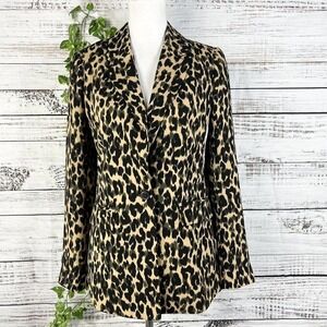 Halogen Blazer Jacket size Extra Small Black Camel Leopard Cheetah Career Suit
